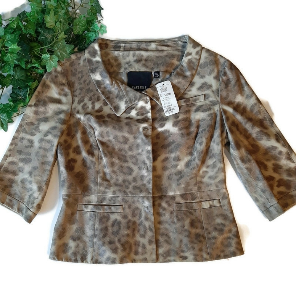 CARLISLE NWT suede cropped animal print blazer size 8